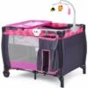 DREAMADE 3 In 1 Lettino Da Campeggio Per Bambini, Letto Pieghevole Con Fasciatoio, Giocattolo Appeso E Carillon, Culla Co-Sleeping Per Bambini Tra 0-36 Mesi (Pink)