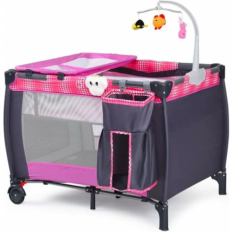DREAMADE 3 In 1 Lettino Da Campeggio Per Bambini, Letto Pieghevole Con Fasciatoio, Giocattolo Appeso E Carillon, Culla Co-Sleeping Per Bambini Tra 0-36 Mesi (Pink) 1 DREAMADE 3 In 1 Lettino Da Campeggio Per Bambini, Letto Pieghevole Con Fasciatoio, Giocattolo Appeso E Carillon, Culla Co-Sleeping Per Bambini Tra 0-36 Mesi (Pink)