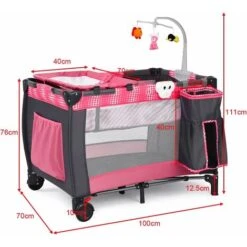 DREAMADE 3 In 1 Lettino Da Campeggio Per Bambini, Letto Pieghevole Con Fasciatoio, Giocattolo Appeso E Carillon, Culla Co-Sleeping Per Bambini Tra 0-36 Mesi (Pink) 9 DREAMADE 3 In 1 Lettino Da Campeggio Per Bambini, Letto Pieghevole Con Fasciatoio, Giocattolo Appeso E Carillon, Culla Co-Sleeping Per Bambini Tra 0-36 Mesi (Pink) -Armonia Casa 81846751 5