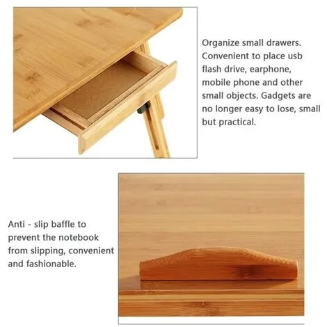 None Tavolino Servitore Con 1 Cassetto Regolabile In Altezza Porta PC Pieghevole In Bambù Multifunzione 3 None Tavolino Servitore Con 1 Cassetto Regolabile In Altezza Porta PC Pieghevole In Bambù Multifunzione - immagine 3