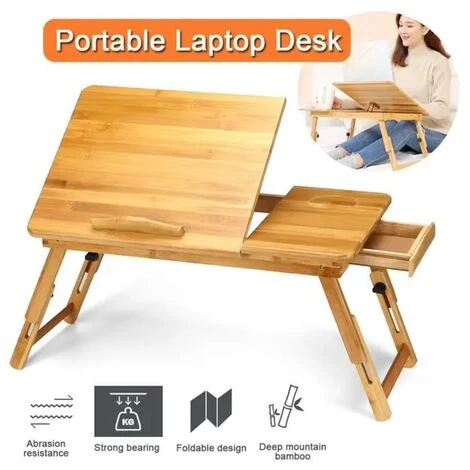 None Tavolino Servitore Con 1 Cassetto Regolabile In Altezza Porta PC Pieghevole In Bambù Multifunzione 4 None Tavolino Servitore Con 1 Cassetto Regolabile In Altezza Porta PC Pieghevole In Bambù Multifunzione - immagine 4