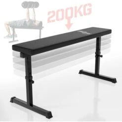 Panca Piatta - Altezza Regolabile In 5 Livelli, 103x47x44-57cm, Telaio In Acciaio, Cuscino Imbottito, Carico 200kg - Panca Per S