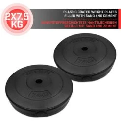 Dischi Palestra - Set Di 2 X 7,5 Kg, Foro Ø 27mm, Rivestiti In Plastica, Per Manubri E Bilancieri - Piastre Pesi, Fitness, Allen