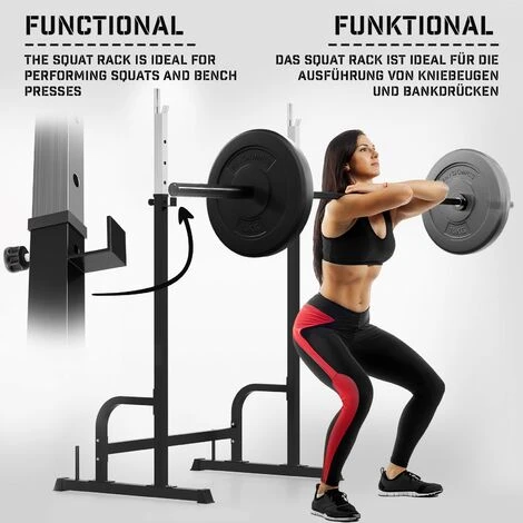 Supporto Per Bilanciere - Altezza Regolabile 106-142 Cm, Carico Massimo 150 Kg, In Acciaio - Rack Squat, Porta Bilancieri E Disc 2 Supporto Per Bilanciere - Altezza Regolabile 106-142 Cm, Carico Massimo 150 Kg, In Acciaio - Rack Squat, Porta Bilancieri E Disc - immagine 2