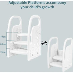 Leogreen Sgabello A 3 Gradini Per Bambini, Sedile Per Addestramento Per WC, Scaletta Alzabimbo Antiscivolo, Regolabile In Altezza, In Plastica, Adatta Per Cucina Bagno (Bianco) -Armonia Casa 82239159 2