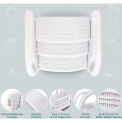 Leogreen Sgabello A 3 Gradini Per Bambini, Sedile Per Addestramento Per WC, Scaletta Alzabimbo Antiscivolo, Regolabile In Altezza, In Plastica, Adatta Per Cucina Bagno (Bianco) -Armonia Casa 82239159 3