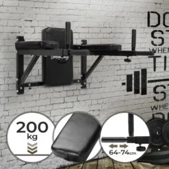 Stazione Dip Da Parete Con Schienale - Manici Imbottiti Estensibili, Carico Massimo 200 Kg, Struttura In Acciaio - Barre Per Sol