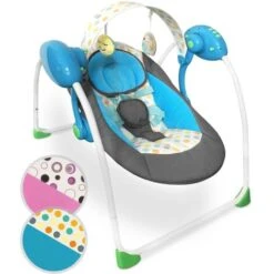 Sdraietta Neonati - Pieghevole, Con Arco Giochi, 5 Velocità Di Oscillazione, 8 Melodie, Blu - Sedia A Dondolo Per Neonati, Altal