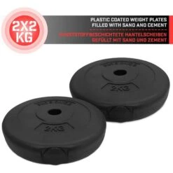 Dischi Palestra - Set Di 2 X 2 Kg, Foro Ø 27mm, Rivestiti In Plastica, Per Manubri E Bilancieri - Piastre Pesi, Fitness, Allenam