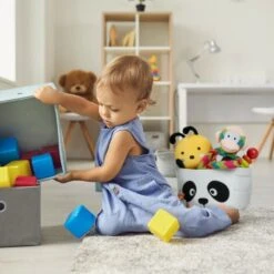 Relaxdays Box Portagiocattoli, Cesta Portaoggetti, In Feltro, Pieghevole, HxLxP: 24x27x18 Cm, Design Volpe, Arancione -Armonia Casa 82433079 3