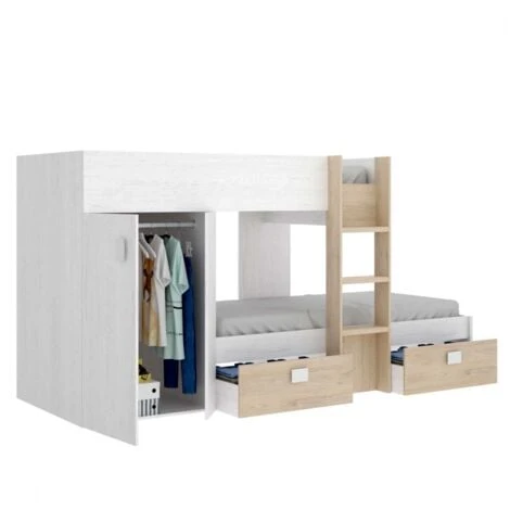 LETTO A CASTELLO CON ARMADIO COLIN - Artic / Naturale 1 LETTO A CASTELLO CON ARMADIO COLIN - Artic / Naturale