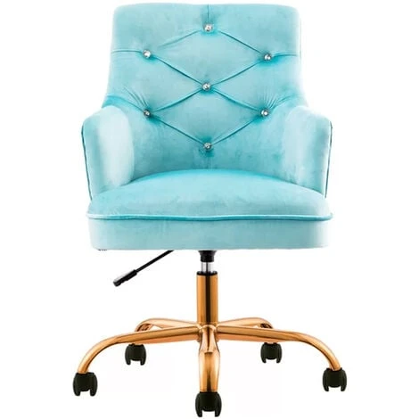 Sedia Da Ufficio Ergonomica Girevole 360° Poltrona Velluto Azzurro E Gambe Oro 4 Sedia Da Ufficio Ergonomica Girevole 360° Poltrona Velluto Azzurro E Gambe Oro - immagine 4
