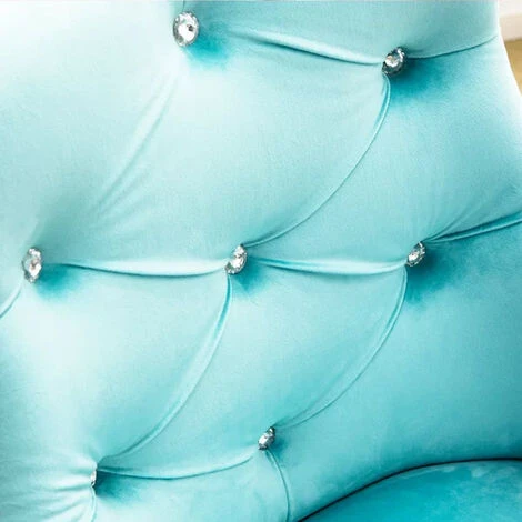 Sedia Da Ufficio Ergonomica Girevole 360° Poltrona Velluto Azzurro E Gambe Oro 5 Sedia Da Ufficio Ergonomica Girevole 360° Poltrona Velluto Azzurro E Gambe Oro - immagine 5