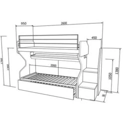 GSMINIC - Letto A Castello Scorrevole Con Cassettoni Estraibili Indipendenti Con Scaletta A Cassetti - Bianco E Rovere Rock -Armonia Casa 83737715 3