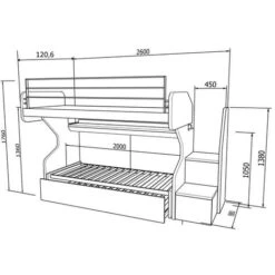 GSMINIC - Letto A Castello Scorrevole Con Cassettoni Estraibili Indipendenti Con Scaletta A Cassetti - Bianco E Rovere Rock -Armonia Casa 83737715 4