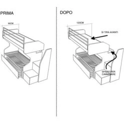 GSMINIC - Letto A Castello Scorrevole Con Cassettoni Estraibili Indipendenti Con Scaletta A Cassetti - Bianco E Rovere Rock -Armonia Casa 83737715 5
