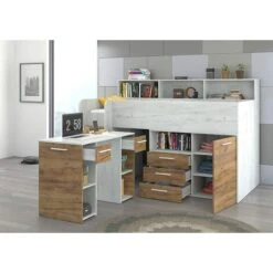 LETTO A CASTELLO SCRIVANIA LIBRERIA BAMBINI NEO L Cm206x120x138h ROVERE BIANCO GREZZO -Armonia Casa 85346283 5