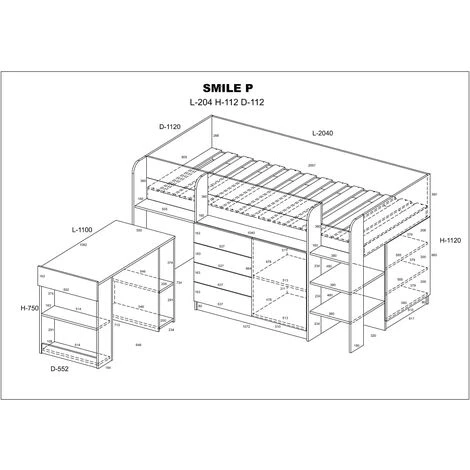 LETTO MOBILE CASS. SCRITTOIO SMILE P 204x 112x112cm LATO DESTRO ROVERE BIANCO GREZZO 4 LETTO MOBILE CASS. SCRITTOIO SMILE P 204x 112x112cm LATO DESTRO ROVERE BIANCO GREZZO - immagine 4