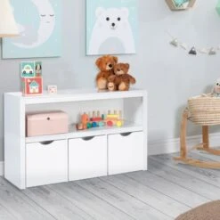 Libreria Per Bambini MANA In Legno Bianco Con 3 Cassetti Cubici Su Rotelle -Armonia Casa 85683975 4