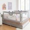 DREAMADE Sponda Letto Per Bambini, Barriera Protettiva Con Doppio Blocco Di Sicurezza Per Bambini, Altezza Regolabile A 24 Livelli, Lunghezza 145/174 Cm (174CM, Orso)