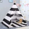 Tenda Da Gioco Indiana Per Bambini, Tenda Teepee Pieghevole Capanna Naturale Con Tappetino Tenda Da Interno Ed Esterno Per Bambini Color Zebra