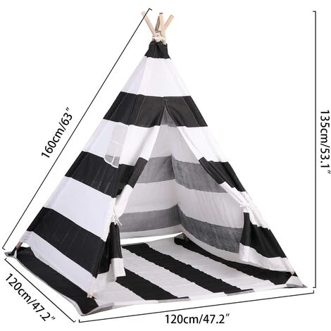 Tenda Da Gioco Indiana Per Bambini, Tenda Teepee Pieghevole Capanna Naturale Con Tappetino Tenda Da Interno Ed Esterno Per Bambini Color Zebra 3 Tenda Da Gioco Indiana Per Bambini, Tenda Teepee Pieghevole Capanna Naturale Con Tappetino Tenda Da Interno Ed Esterno Per Bambini Color Zebra - immagine 3