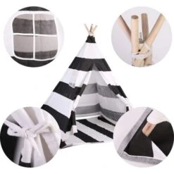 Tenda Da Gioco Indiana Per Bambini, Tenda Teepee Pieghevole Capanna Naturale Con Tappetino Tenda Da Interno Ed Esterno Per Bambini Color Zebra 8 Tenda Da Gioco Indiana Per Bambini, Tenda Teepee Pieghevole Capanna Naturale Con Tappetino Tenda Da Interno Ed Esterno Per Bambini Color Zebra -Armonia Casa 87105738 4