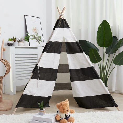 Tenda Da Gioco Indiana Per Bambini, Tenda Teepee Pieghevole Capanna Naturale Con Tappetino Tenda Da Interno Ed Esterno Per Bambini Color Zebra 5 Tenda Da Gioco Indiana Per Bambini, Tenda Teepee Pieghevole Capanna Naturale Con Tappetino Tenda Da Interno Ed Esterno Per Bambini Color Zebra - immagine 5