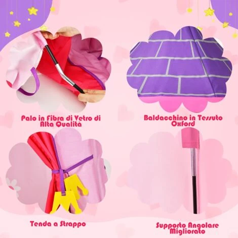COSTWAY Tenda Da Gioco Per Bambini, Tenda Per Bambini Con Borsa Da Trasporto, Ideale Per Bambini 3 Anni+, 108x158 Cm (Rosa) 3 COSTWAY Tenda Da Gioco Per Bambini, Tenda Per Bambini Con Borsa Da Trasporto, Ideale Per Bambini 3 Anni+, 108x158 Cm (Rosa) - immagine 3