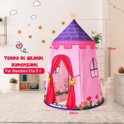 COSTWAY Tenda Da Gioco Per Bambini, Tenda Per Bambini Con Borsa Da Trasporto, Ideale Per Bambini 3 Anni+, 108x158 Cm (Rosa) 9 COSTWAY Tenda Da Gioco Per Bambini, Tenda Per Bambini Con Borsa Da Trasporto, Ideale Per Bambini 3 Anni+, 108x158 Cm (Rosa) -Armonia Casa 87501983 5