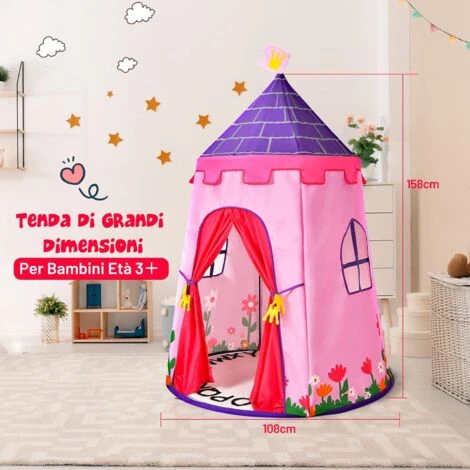 COSTWAY Tenda Da Gioco Per Bambini, Tenda Per Bambini Con Borsa Da Trasporto, Ideale Per Bambini 3 Anni+, 108x158 Cm (Rosa) 5 COSTWAY Tenda Da Gioco Per Bambini, Tenda Per Bambini Con Borsa Da Trasporto, Ideale Per Bambini 3 Anni+, 108x158 Cm (Rosa) - immagine 5