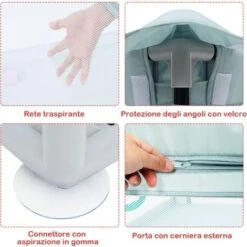 COSTWAY Box Per Bambini, Centro Attività Portatile E Sicuro Per Bambini, Box Colorato Con Cancello, Recinto Extra Per Interno Ed Esterno Con Rete Traspirante Durevole (Blu) -Armonia Casa 87900471 3