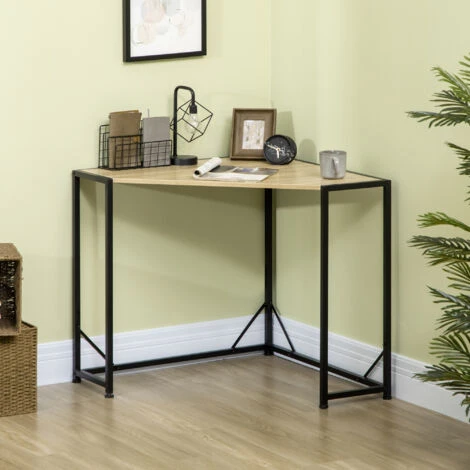 HOMCOM Scrivania Angolare Salvaspazio Per Camera E Ufficio In Legno E Metallo Stile Industriale, 80x80x75.5cm 2 HOMCOM Scrivania Angolare Salvaspazio Per Camera E Ufficio In Legno E Metallo Stile Industriale, 80x80x75.5cm - immagine 2
