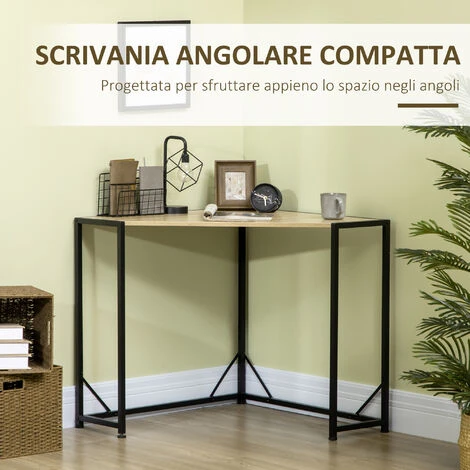 HOMCOM Scrivania Angolare Salvaspazio Per Camera E Ufficio In Legno E Metallo Stile Industriale, 80x80x75.5cm 4 HOMCOM Scrivania Angolare Salvaspazio Per Camera E Ufficio In Legno E Metallo Stile Industriale, 80x80x75.5cm - immagine 4