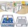 Box Per Neonati Baby Playpen Barriera Per Bambini 127x127cm Centro Attività Con Base Antiscivolo, Parco Giochi Di Sicurezza In Rete Traspirante HENGMEI