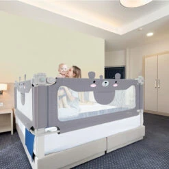 Sponde E Barriere Anticaduta Letto Protezione Per Il Letto 150cm Ringhiera Baby Ringhiera Di Sicurezza Anticaduta Regolabile In Altezza (Grigio, Orsetto) HENGMEI -Armonia Casa 88136597 4