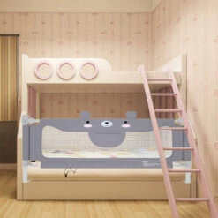 Sponde E Barriere Anticaduta Letto Protezione Per Il Letto 150cm Ringhiera Baby Ringhiera Di Sicurezza Anticaduta Regolabile In Altezza (Grigio, Orsetto) HENGMEI -Armonia Casa 88136597 5