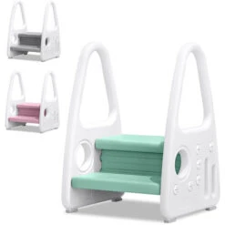 Sgabelli Per Bambini Sgabello Per Bambini, Con 2 Gradini, In Plastica, Per La Cameretta Dei Bambini, Cucina E Bagno, Verde HENGMEI