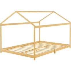 Letto Per Cameretta 'Vindafjord' A Forma Di Casetta Con Zona Di Riposo 120x200 Cm Letto 1 Piazza E Mezza Per Bambini - Bambù Color Naturale [en.casa] -Armonia Casa 88510090 4