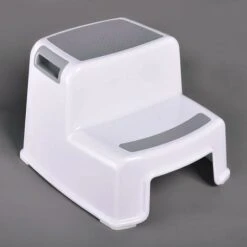 Sgabello A Due Gradini Per Bambini, Sgabello Per Bambini A 2 Gradini, Sgabello Per Bambini, Sedile Del Water Antiscivolo, Sgabello In Plastica Per Bambini A Letto, Bagno, Bianco E Grigio -Armonia Casa 88577736 3