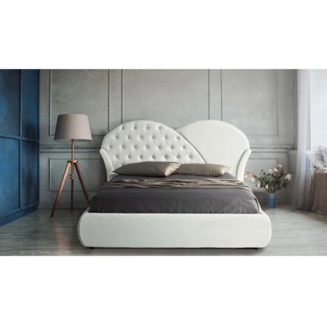 Letto Con Contenitore Marubi Bianco Bottoni Effetto Cristallo 2 Letto Con Contenitore Marubi Bianco Bottoni Effetto Cristallo - immagine 2