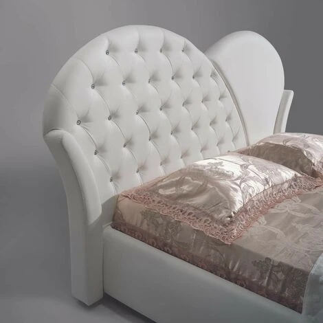 Letto Con Contenitore Marubi Bianco Bottoni Effetto Cristallo 4 Letto Con Contenitore Marubi Bianco Bottoni Effetto Cristallo - immagine 4
