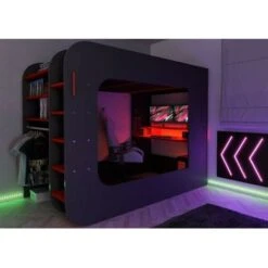 Letto A Soppalco Con Postazione Gamer Antracite Rosso 5000 7 Letto A Soppalco Con Postazione Gamer Antracite Rosso 5000 -Armonia Casa 88769921 3