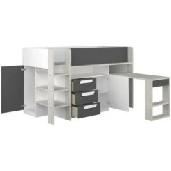 Letto A Soppalco Bianco Antracite Con Scrivania Estraibile 6020 7 Letto A Soppalco Bianco Antracite Con Scrivania Estraibile 6020 -Armonia Casa 88770506 3