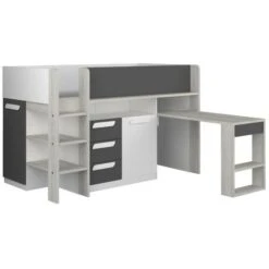 Letto A Soppalco Bianco Antracite Con Scrivania Estraibile 6020 8 Letto A Soppalco Bianco Antracite Con Scrivania Estraibile 6020 -Armonia Casa 88770506 4