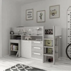 Letto A Soppalco Bianco Antracite Con Scrivania Estraibile 6020 9 Letto A Soppalco Bianco Antracite Con Scrivania Estraibile 6020 -Armonia Casa 88770506 5