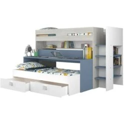 Letto A Castello Bianco Celeste Con Scrivania Estraibile 6070 -Armonia Casa 88771040 4