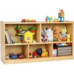 GOPLUS Libreria In Legno, Scaffale Multiuso Portaoggetti Per Giocattoli E Libri, Con 5 Cubi, Adatto Per Camera, Salotto, Stanza Dei Giochi E Scuola, 111,5 X 29,5 X 61 Cm