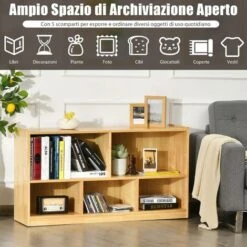 GOPLUS Libreria In Legno, Scaffale Multiuso Portaoggetti Per Giocattoli E Libri, Con 5 Cubi, Adatto Per Camera, Salotto, Stanza Dei Giochi E Scuola, 111,5 X 29,5 X 61 Cm -Armonia Casa 89371335 4