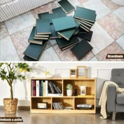 GOPLUS Libreria In Legno, Scaffale Multiuso Portaoggetti Per Giocattoli E Libri, Con 5 Cubi, Adatto Per Camera, Salotto, Stanza Dei Giochi E Scuola, 111,5 X 29,5 X 61 Cm -Armonia Casa 89371335 5